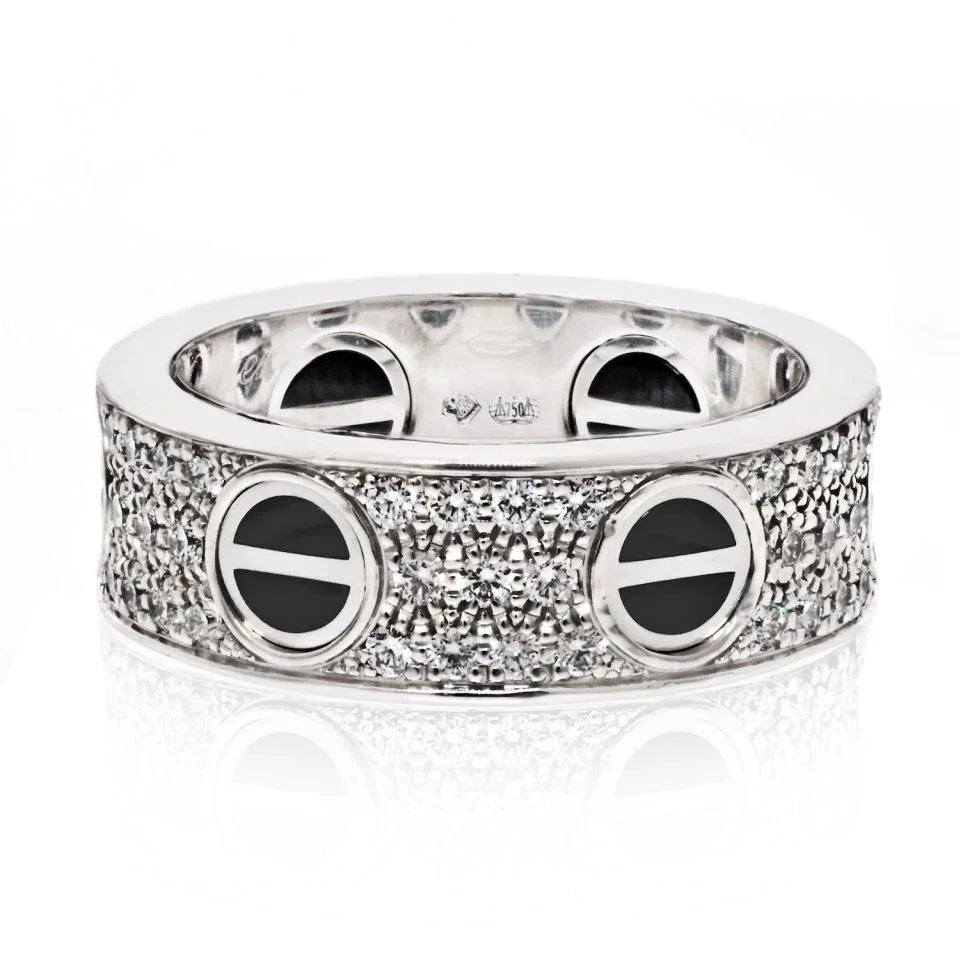 Cartier 18K White Gold Love Black Ceramic EU 49 Ring – The Back Vault