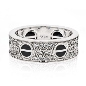 Cartier 18K White Gold Love Black Ceramic EU 49 Ring