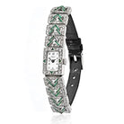 Chopard Platinum Deco Diamond And Green Emerald Women Watch - The Back Vault