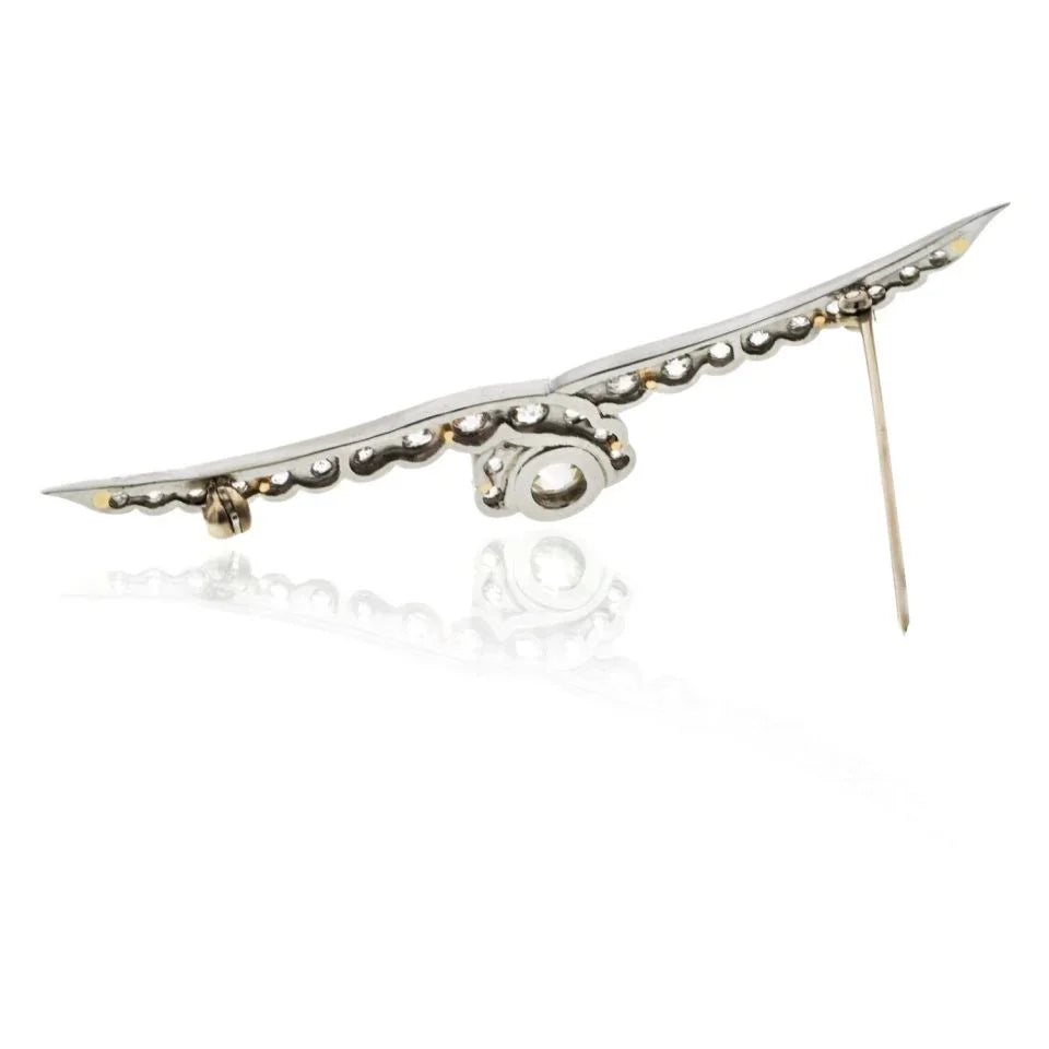 Platinum 3.00cttw Antique Old Mine Diamond Brooch - The Back Vault