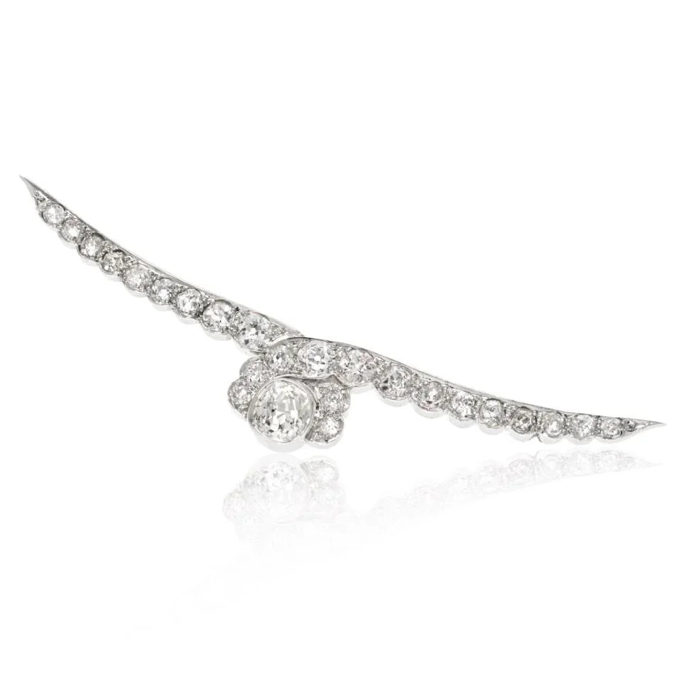 Platinum 3.00cttw Antique Old Mine Diamond Brooch - The Back Vault