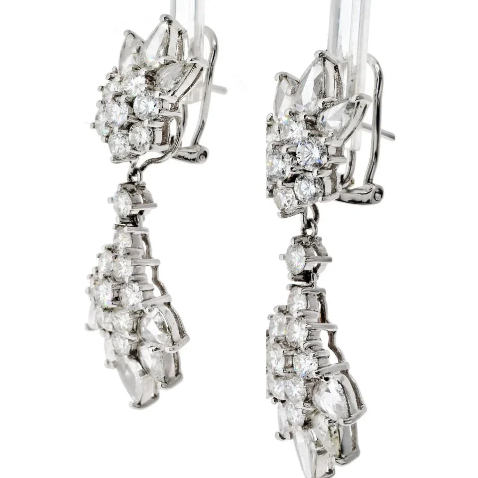 18K White Gold Diamond Drop Day To Night 10.00cttw Diamond Earrings - The Back Vault