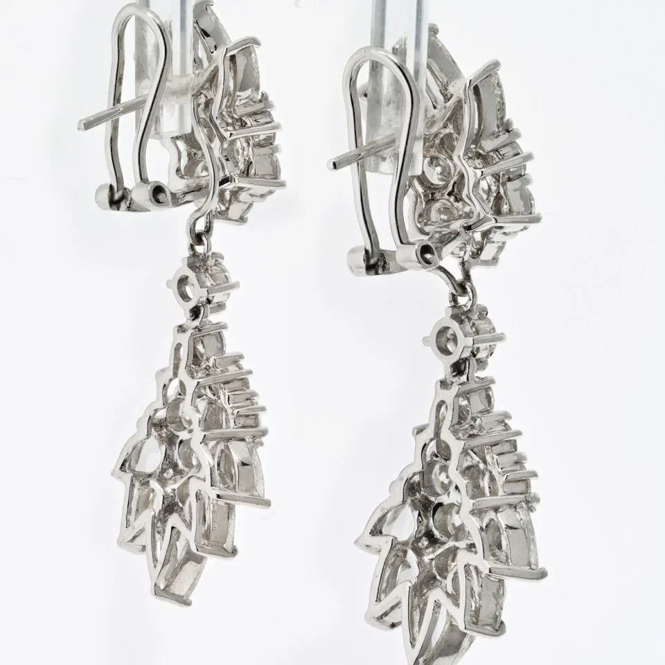 18K White Gold Diamond Drop Day To Night 10.00cttw Diamond Earrings - The Back Vault