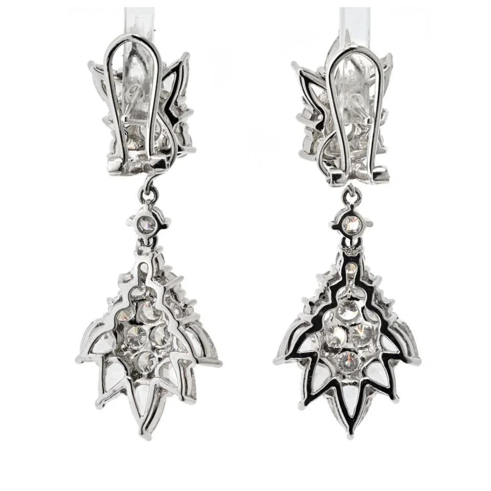 18K White Gold Diamond Drop Day To Night 10.00cttw Diamond Earrings - The Back Vault