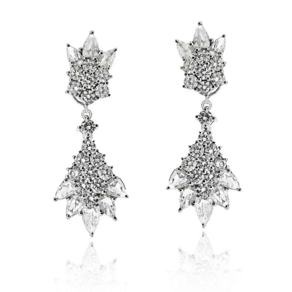 18K White Gold Diamond Drop Day To Night 10.00cttw Diamond Earrings - The Back Vault