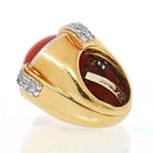 David Webb Platinum & 18K Yellow Gold Coral And Diamond Cocktail Ring - The Back Vault