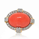 David Webb Platinum & 18K Yellow Gold Coral And Diamond Cocktail Ring - The Back Vault