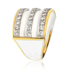 Platinum & 18K Yellow Gold White Enamel Diamond Cocktail Ring - The Back Vault