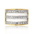 Platinum & 18K Yellow Gold White Enamel Diamond Cocktail Ring - The Back Vault