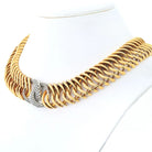 Verdura 18K Yellow Gold Double Crescent Pave Diamond Link Necklace - The Back Vault