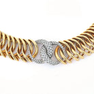 Verdura 18K Yellow Gold Double Crescent Pave Diamond Link Necklace - The Back Vault