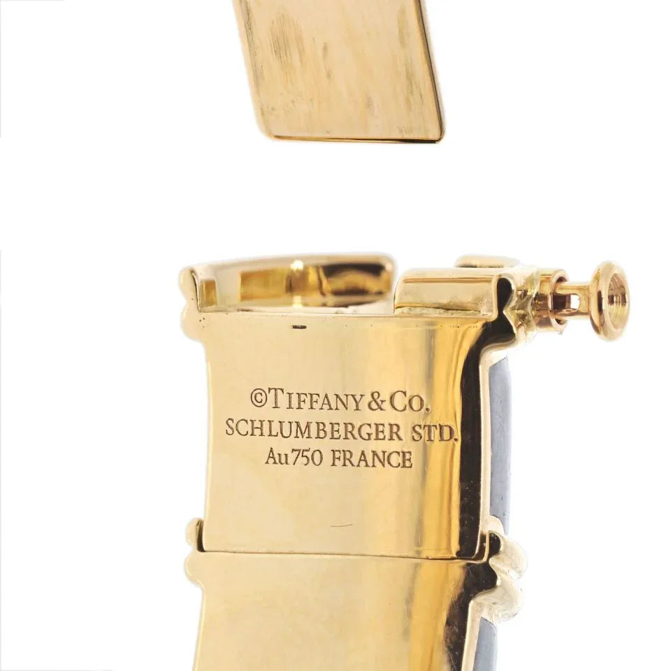 Tiffany & Co. Schlumberger Platinum & 18K Yellow Gold Asphalt Grey Croisillon Bracelet - The Back Vault