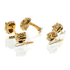 David Webb Platinum & 18K Yellow Gold Leopard Enamel Stud Set Cuff Links - The Back Vault