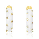 David Webb Platinum & 18K Yellow Gold White Enamel And Diamond Mini Hoop Earrings - The Back Vault