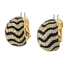David Webb 18K Yellow Gold Zebra Style Pave Diamond Set Dome Clip On Earrings - The Back Vault