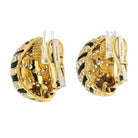 David Webb 18K Yellow Gold Zebra Style Pave Diamond Set Dome Clip On Earrings - The Back Vault