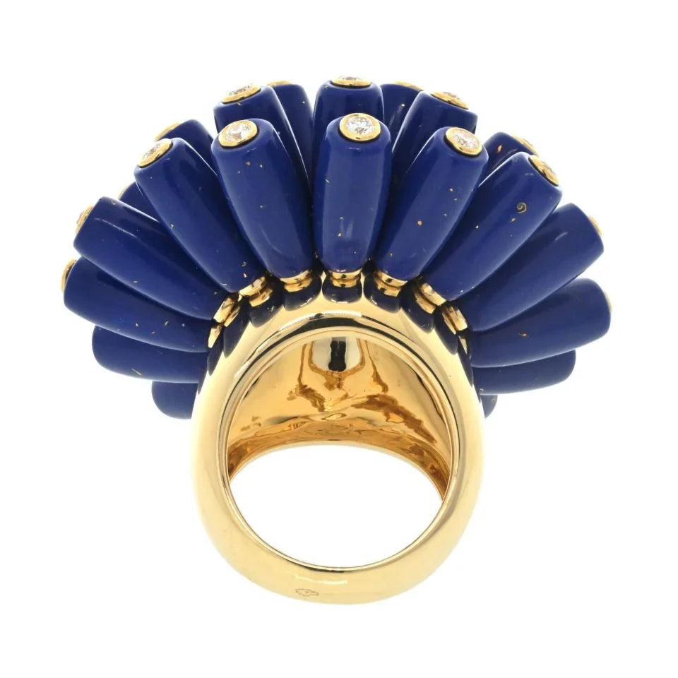 Cartier Paris Nouvelle Vague 18K Yellow Gold Blue Lapis And Diamond Ring - The Back Vault