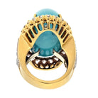 David Webb Platinum & 18K Yellow Gold Large Oval Turquoise And Diamond Ring - The Back Vault