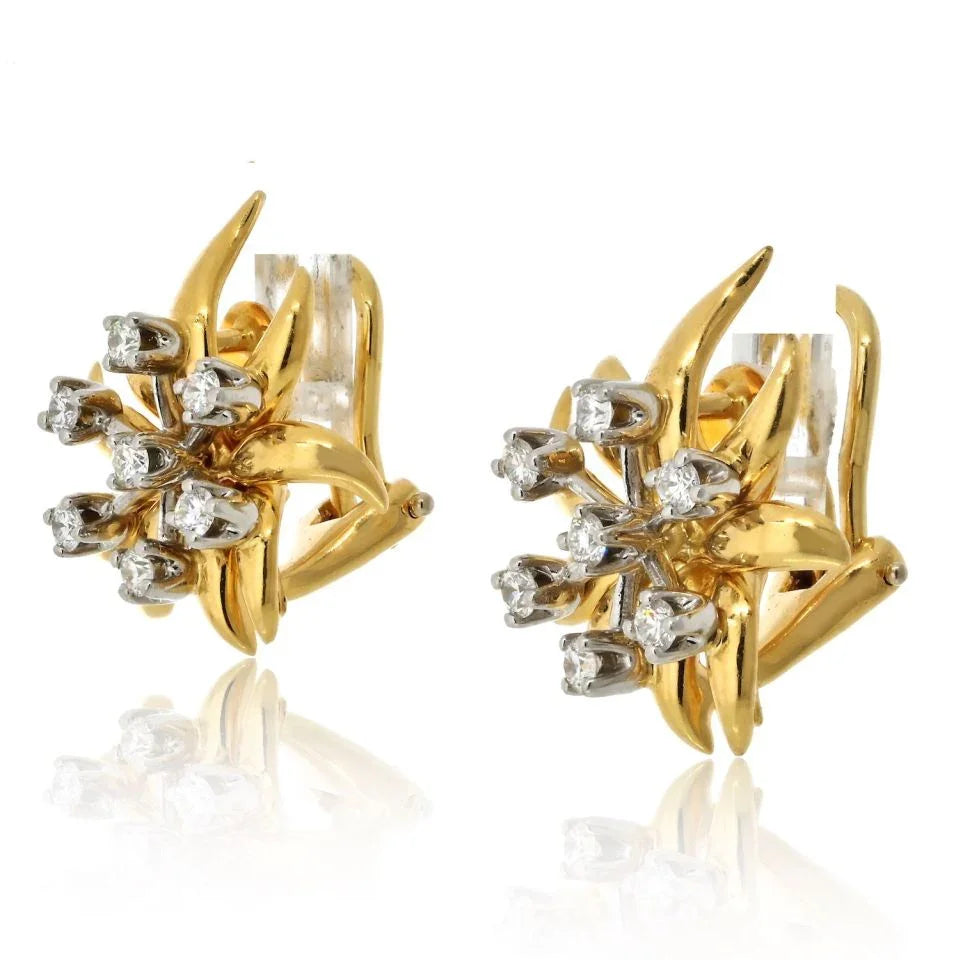 Tiffany & Co. Schlumberger Platinum & 18K Yellow Gold Flame Earrings - The Back Vault