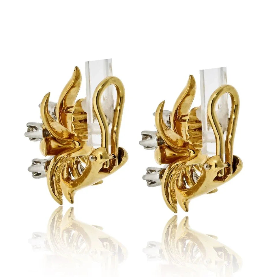 Tiffany & Co. Schlumberger Platinum & 18K Yellow Gold Flame Earrings - The Back Vault