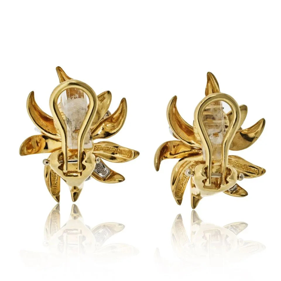 Tiffany & Co. Schlumberger Platinum & 18K Yellow Gold Flame Earrings - The Back Vault