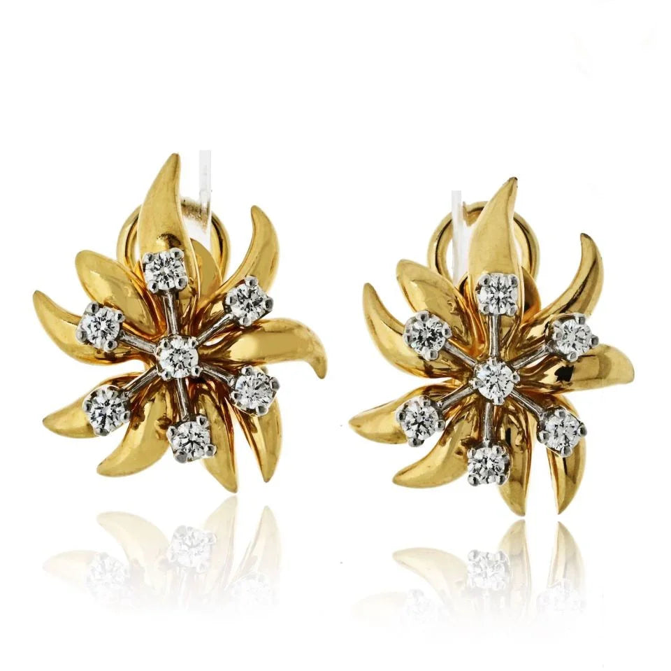 Tiffany & Co. Schlumberger Platinum & 18K Yellow Gold Flame Earrings - The Back Vault