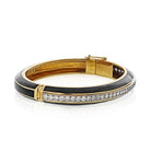 David Webb Platinum & 18K Yellow Gold Black enamel And Diamond Bangle Bracelet - The Back Vault