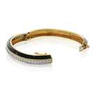 David Webb Platinum & 18K Yellow Gold Black enamel And Diamond Bangle Bracelet - The Back Vault