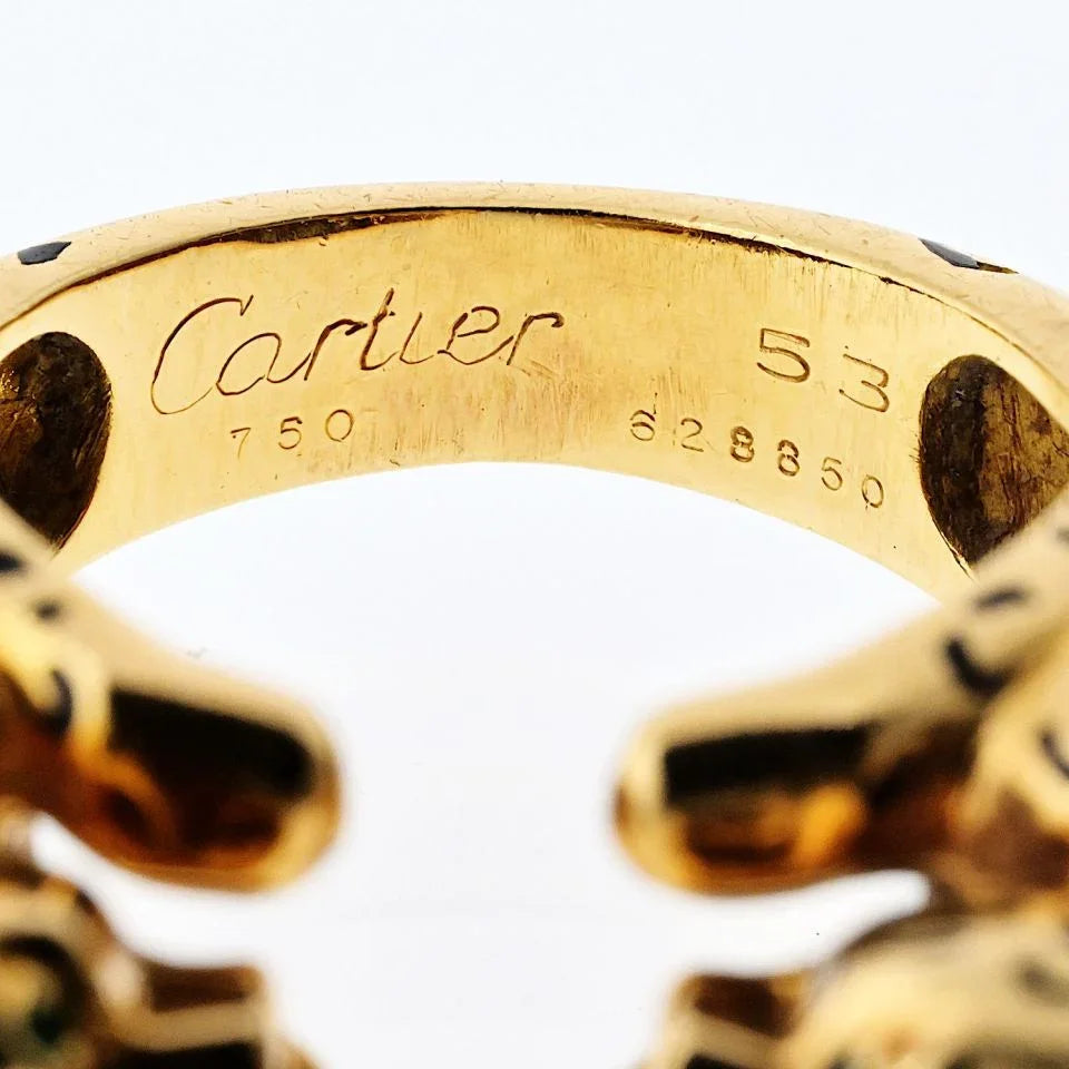 Cartier 18K Yellow Gold Double Panthere Ring - The Back Vault
