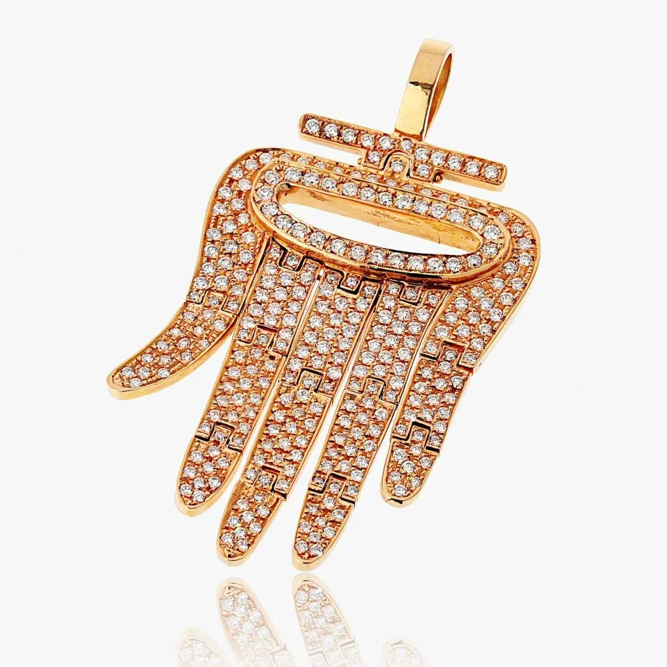 Cartier 18K Rose Gold Round Cut Pave Set Diamond Hamsa Pendant - The Back Vault