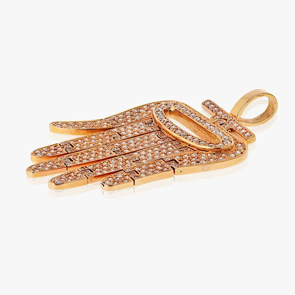 Cartier 18K Rose Gold Round Cut Pave Set Diamond Hamsa Pendant - The Back Vault