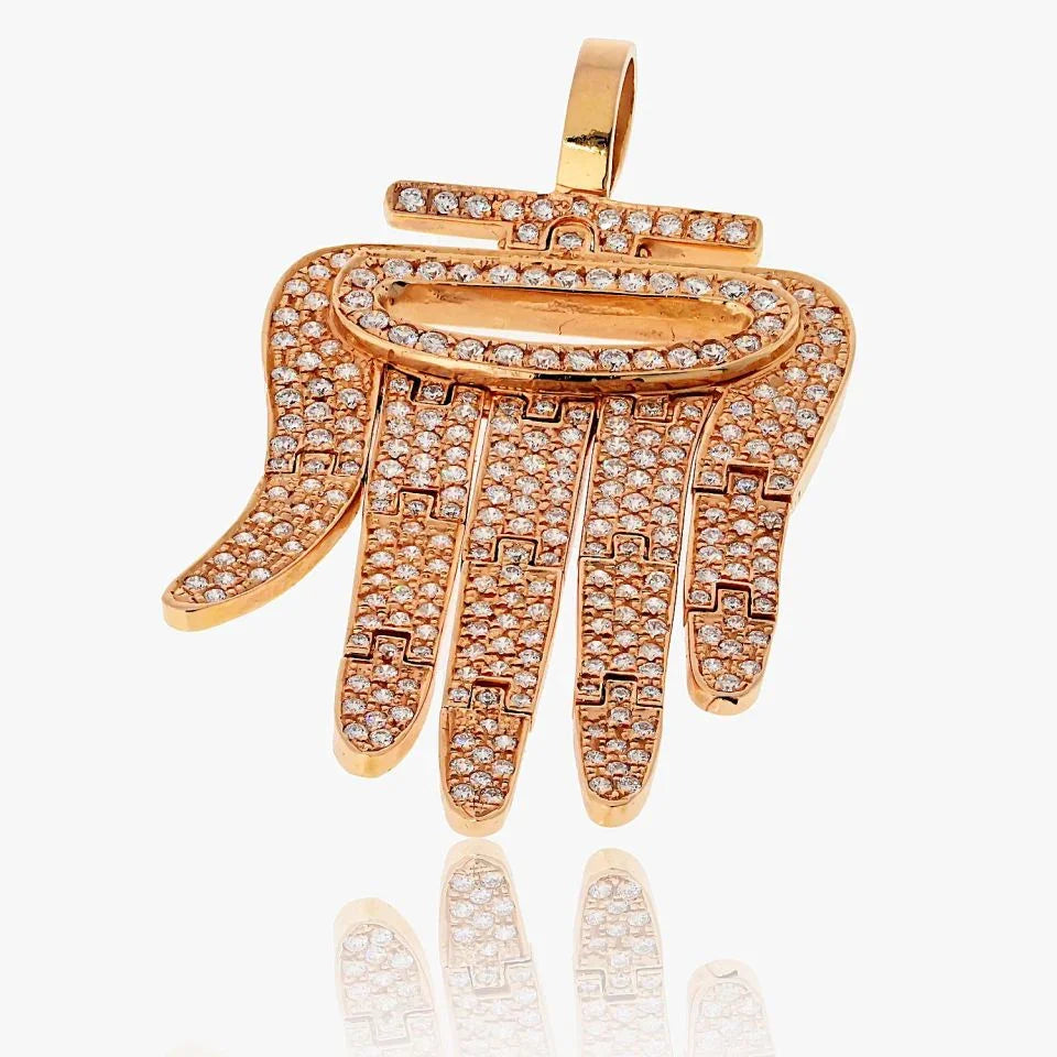 Cartier 18K Rose Gold Round Cut Pave Set Diamond Hamsa Pendant
