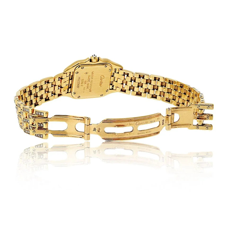 Cartier Panthere 18K Yellow Gold Factory Diamond Mid Size Ref 1280/2 Women Watch - The Back Vault