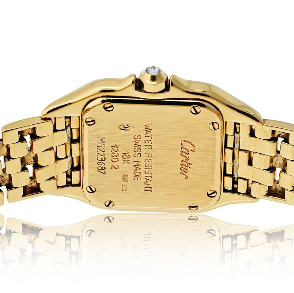 Cartier Panthere 18K Yellow Gold Factory Diamond Mid Size Ref 1280/2 Women Watch - The Back Vault