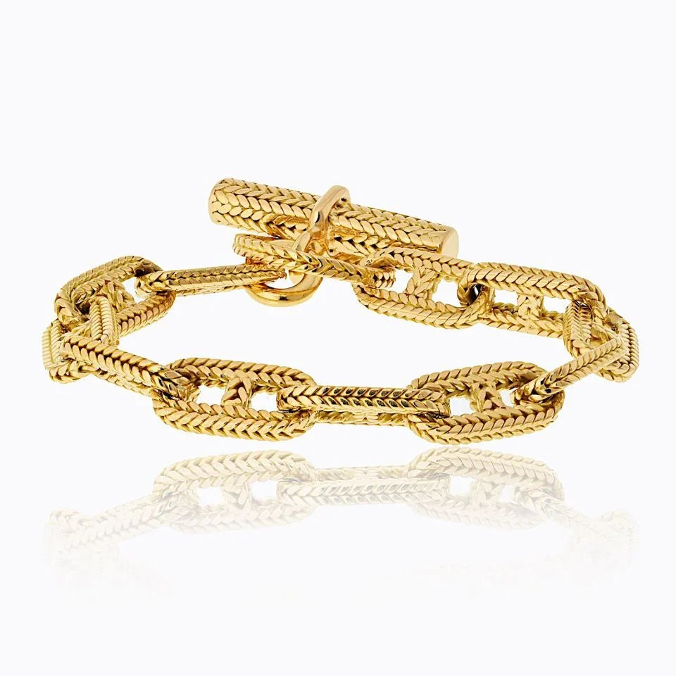 Hermes 18K Yellow Gold Chaine D'Ancre Toggle 11 Link Bracelet - The Back Vault