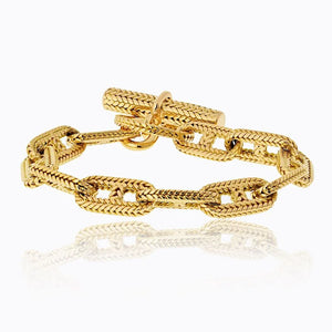 Hermes 18K Yellow Gold Chaine D'Ancre Toggle 11 Link Bracelet
