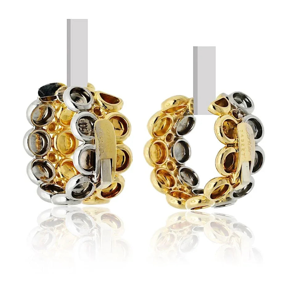 Cartier 18K Two Tone Honeymoon Huggie Earrings - The Back Vault