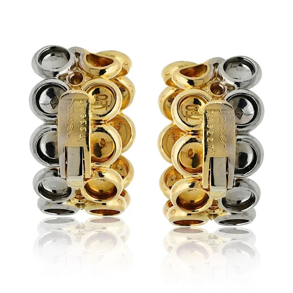 Cartier 18K Two Tone Honeymoon Huggie Earrings - The Back Vault