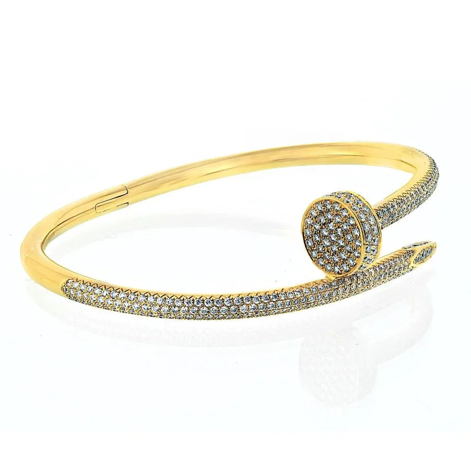 Cartier Juste Un Clou 18K Yellow Gold Pave Diamond Size 17 Bracelet - The Back Vault