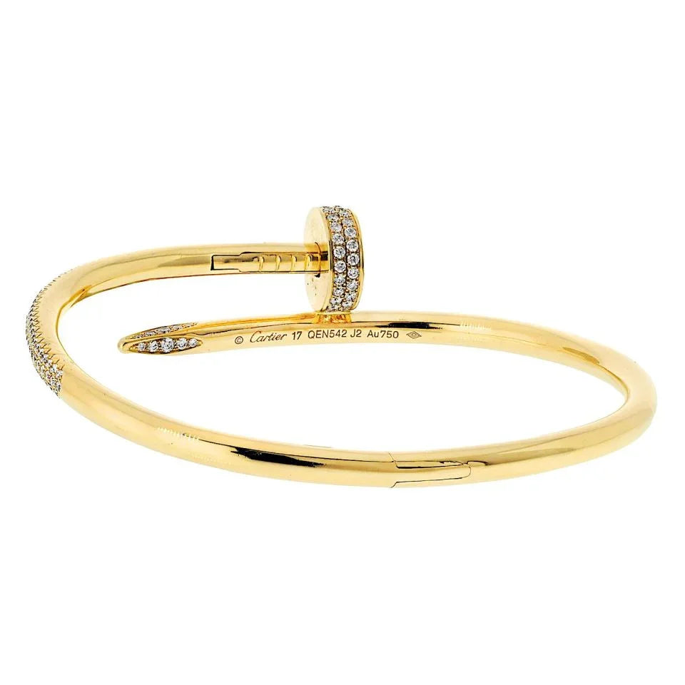 Cartier Juste Un Clou 18K Yellow Gold Pave Diamond Size 17 Bracelet - The Back Vault