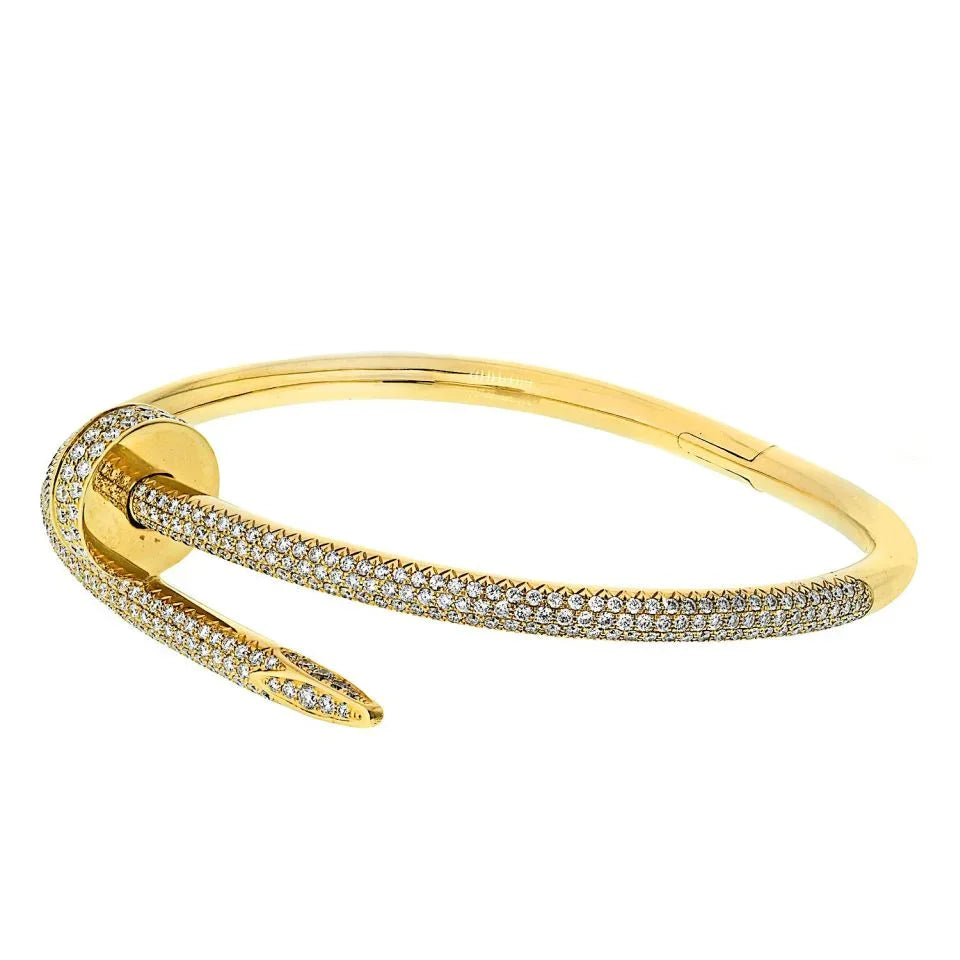 Cartier Juste Un Clou 18K Yellow Gold Pave Diamond Size 17 Bracelet - The Back Vault