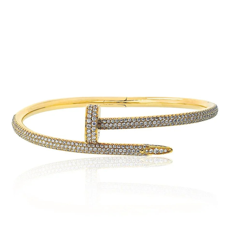 Cartier Juste Un Clou 18K Yellow Gold Pave Diamond Size 17 Bracelet - The Back Vault