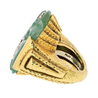 David Webb Platinum & 18K Yellow Gold Carved Panther Jade And Diamond Statement Ring - The Back Vault