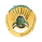 David Webb Platinum & 18K Yellow Gold Carved Panther Jade And Diamond Statement Ring - The Back Vault