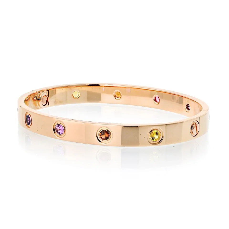 Cartier Love 18K Rose Gold Rainbow Size 16 Bracelet - The Back Vault
