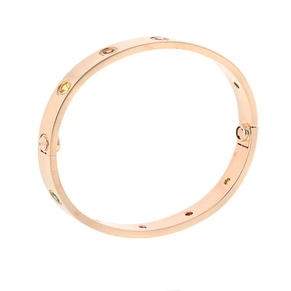 Cartier Love 18K Rose Gold Rainbow Size 16 Bracelet - The Back Vault