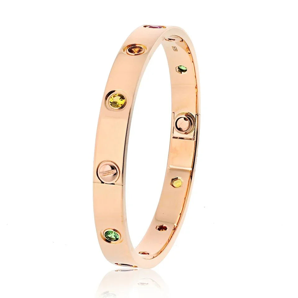 Cartier Love 18K Rose Gold Rainbow Size 16 Bracelet - The Back Vault