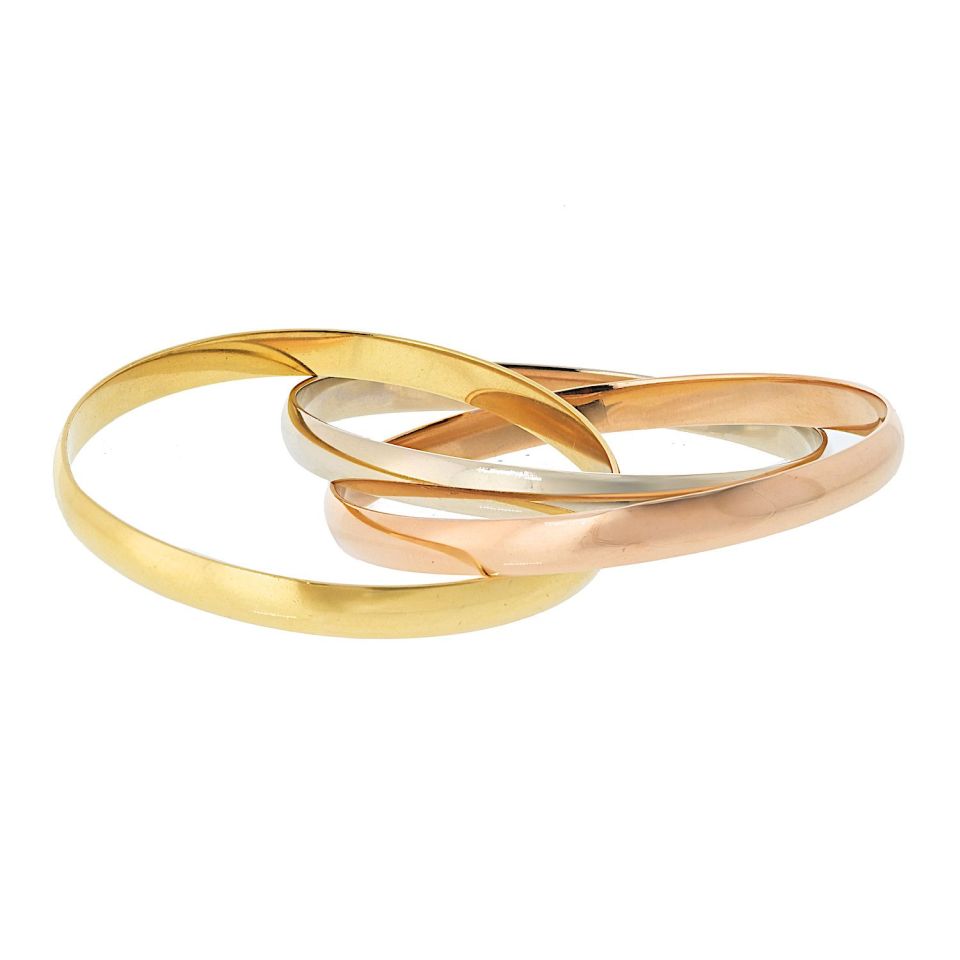 Cartier 18K Tri Color Larger Model (Wider) Trinity Bangle Bracelet