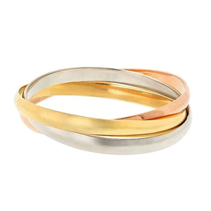 Cartier 18K Tri Color Larger Model (Wider) Trinity Bangle Bracelet