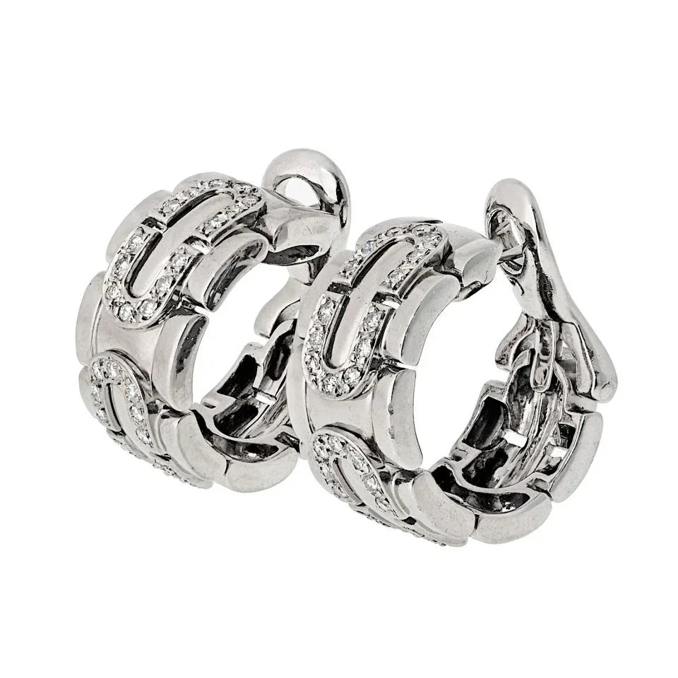 Cartier 18K White Gold Maillon Panthere Hoop Earrings - The Back Vault